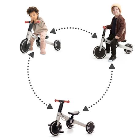 Tricycle Kinderkraft 4TRIKE Pliant 3 en 1 avec Draisienne, Tricycle à Pédales, Selle Réglable et Cadre Aluminium Grey+Honey 4 - vertbaudet enfant 