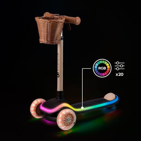 Trottinette RAKET Tricycle Pliable avec Roues LED RGB, Guidon Réglable et Frein à Pied Beige+Bleu+Noir+Rosa 2 - vertbaudet enfant 