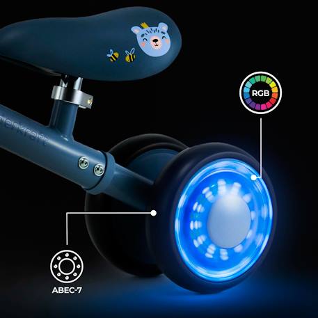 Draisienne Kinderkraft CUTIE FLASH à 4 Roues avec Lumières RGB, Selle Réglable, Roulements ABEC-7 et Cadre Acier Beige+Bleu+Rose+Vert 8 - vertbaudet enfant 