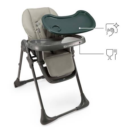 Chaise Haute Bébé TUMMIE 2 en 1 avec Fonction Transat, Réglage 7 Hauteurs, Double Plateau et Pliage Compact Beige+Gris+Vert 11 - vertbaudet enfant 