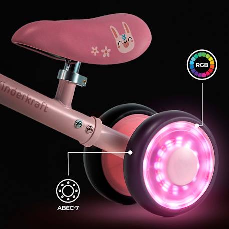 Draisienne Kinderkraft CUTIE FLASH à 4 Roues avec Lumières RGB, Selle Réglable, Roulements ABEC-7 et Cadre Acier Beige+Bleu+Rose+Vert 14 - vertbaudet enfant 