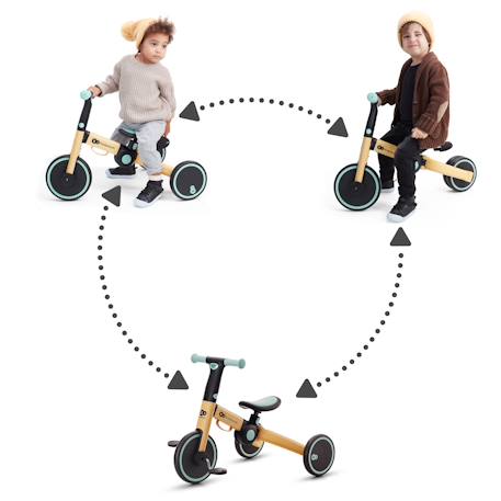 Tricycle Kinderkraft 4TRIKE Pliant 3 en 1 avec Draisienne, Tricycle à Pédales, Selle Réglable et Cadre Aluminium Grey+Honey 10 - vertbaudet enfant 