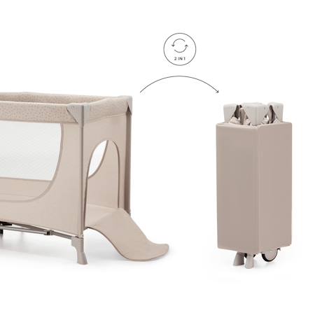 Lit Parapluie JOY 2 2 en 1 avec Sortie Latérale Zippée, Pliage Compact en 5 Secondes et Sac de Transport Beige+Dark grey 2 - vertbaudet enfant 