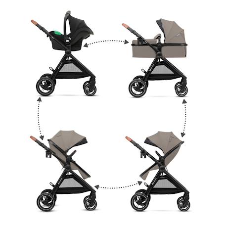 Poussette ESME PRO 3 en 1 avec Siège Auto MINK PRO i-Size, Travel System, Pliage Compact et Roues TPE Amorties Beige+Gris+Noir 2 - vertbaudet enfant 