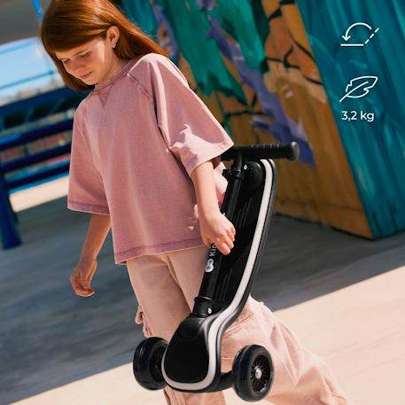 Trottinette RAKET Tricycle Pliable avec Roues LED RGB, Guidon Réglable et Frein à Pied Beige+Bleu+Noir+Rosa 15 - vertbaudet enfant 