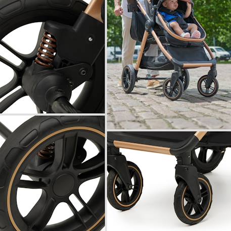 Poussette ESME PRO 3 en 1 avec Siège Auto MINK PRO i-Size, Travel System, Pliage Compact et Roues TPE Amorties Beige+Gris+Noir 4 - vertbaudet enfant 