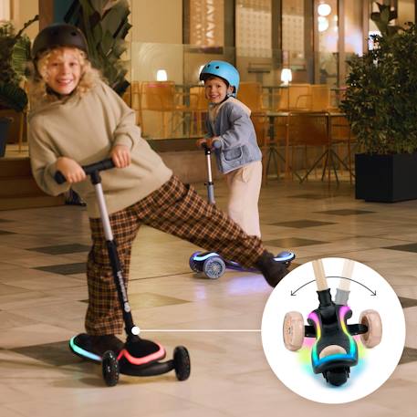 Trottinette RAKET Tricycle Pliable avec Roues LED RGB, Guidon Réglable et Frein à Pied Beige+Bleu+Noir+Rosa 3 - vertbaudet enfant 