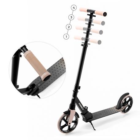 Trottinette Pliable Kinderkraft FREELY avec Guidon Réglable, Roues PU 20 cm, Roulements ABEC-7 et Suspension Avant Beige+Noir+Rose 5 - vertbaudet enfant 