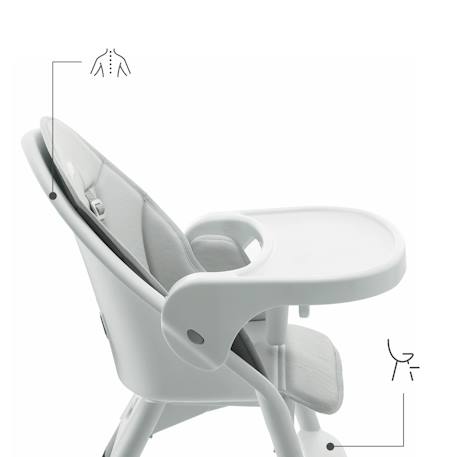 Chaise haute bébé DINNLY pliable évolutive 2 en 1 harnais 5 points plateau assise confortable Grey 2 - vertbaudet enfant 