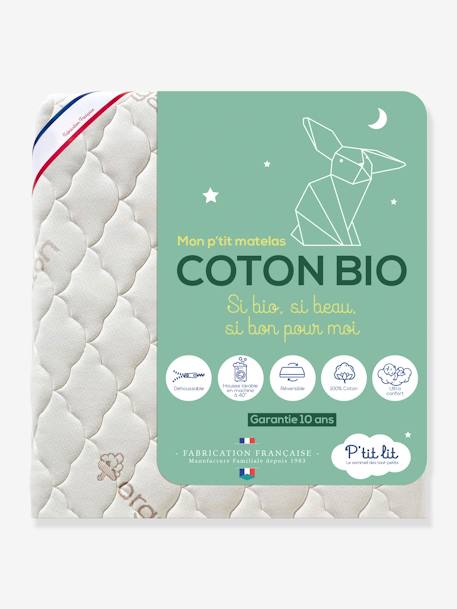 Matelas Coton Bio déhoussable 60x120 cm P'TIT LIT blanc 4 - vertbaudet enfant 