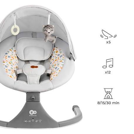 Balançoire transat bébé électrique 2en1 LUMI 2 - avec musique Gris clair+Gris foncé 2 - vertbaudet enfant 