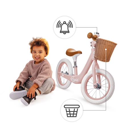 Draisienne Kinderkraft RAPID 2 x BIZUU avec Cadre en Magnésium Léger, Roues Increvables, Selle Réglable et Panier Beige+Bleu+Noir+Rosa+Vert 22 - vertbaudet enfant 