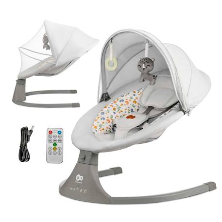Balançoire transat bébé électrique 2en1 LUMI 2 - avec musique Gris clair+Gris foncé 1 - vertbaudet enfant 