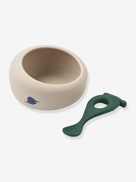 Sparia bol+cuillère silicone bleu+rose pâle+vert sapin 3 - vertbaudet enfant 