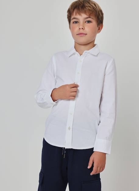 Chemise oxford garçon manches longues Blanc 1 - vertbaudet enfant 
