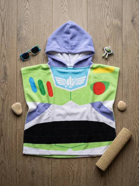 Poncho serviette de plage à capuche toy story buzz lightyear 3-8ans Vert et blanc 1 - vertbaudet enfant 