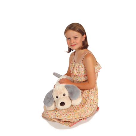 Peluche - peluche chien allongé douceur crème oreilles grises - 50 cm Beige 4 - vertbaudet enfant 