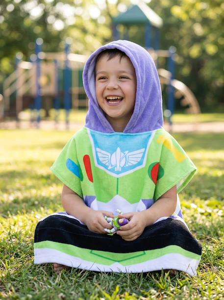 Poncho serviette de plage à capuche toy story buzz lightyear 3-8ans Vert et blanc 2 - vertbaudet enfant 