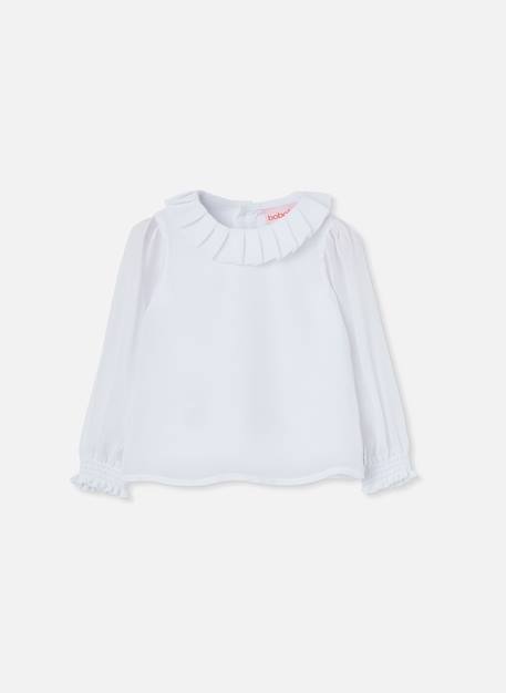 Blouse fille avec col à volants Blanc 1 - vertbaudet enfant 