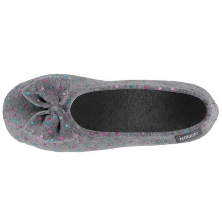 Chaussons ballerines microvelours semelle ultra souple mousse à mémoire forme Noir+Pois gris+Rouge 9 - vertbaudet enfant 