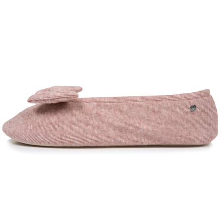 Chaussons ballerines ultra confortables, semelle en cuir, détail grand nœud Rose chiné 4 - vertbaudet enfant 