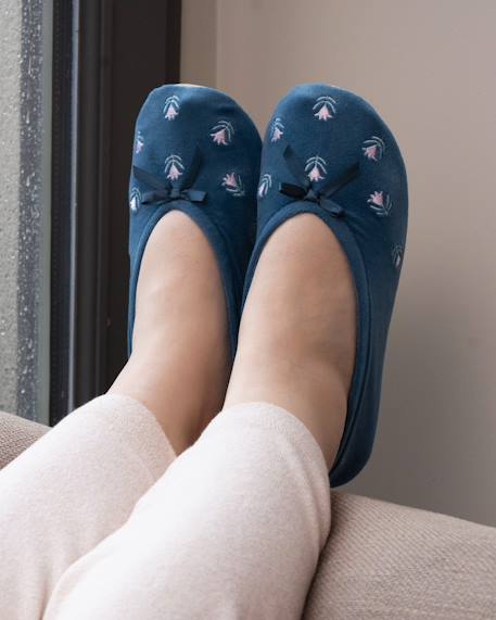 Chaussons ballerines ultra confortables, semelle en cuir, détail grand nœud Aubergine+Bleu canard+Bleu canardfleurs+Girafe+Gris chiné clair+Ivoire+Rayure marinière+Rayuresbleues+Rouge+Sauge+Vert d'eau 14 - vertbaudet enfant 