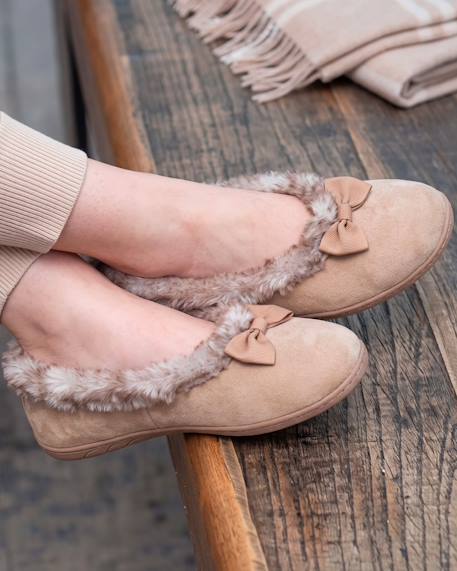 Chaussons ballerines en velours, semelle ultra confort, soutient votre voûte plantaire, mousse à mémoire de forme Camel 2 - vertbaudet enfant 