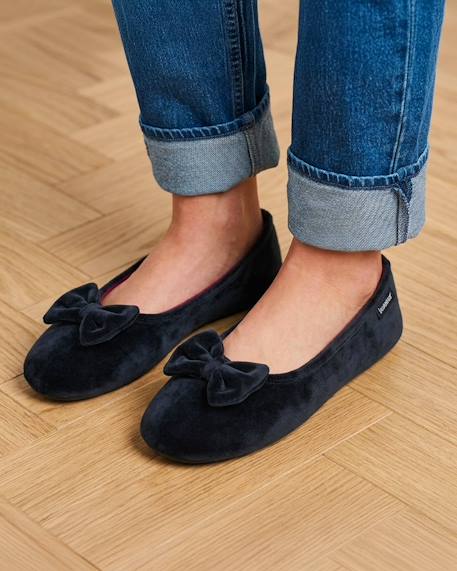 Chaussons ballerines suédine, semelle souple, mousse à mémoire forme Léopard beige+Marine+Noir 14 - vertbaudet enfant 