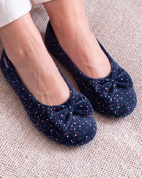 Chaussons ballerines suédine, semelle souple, mousse à mémoire forme Léopard beige+Marine+Noir 8 - vertbaudet enfant 