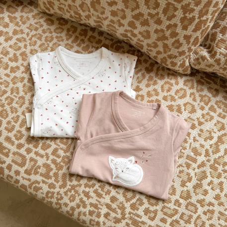 Lot de 2 bodies bébé manches longues ouverture croisée doucette Rose 6 - vertbaudet enfant 