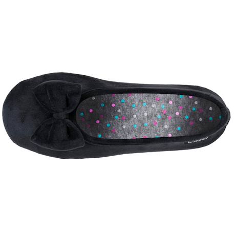 Chaussons ballerines microvelours semelle ultra souple mousse à mémoire forme Noir+Pois gris+Rouge 3 - vertbaudet enfant 