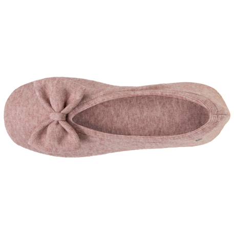 Chaussons ballerines ultra confortables, semelle en cuir, détail grand nœud Rose chiné 3 - vertbaudet enfant 