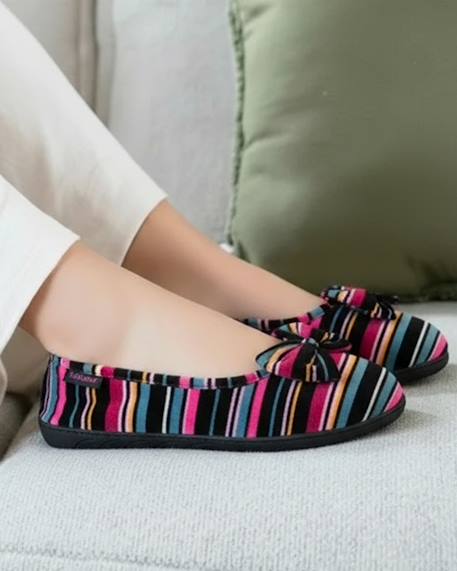 Chaussons ballerines semelle ergonomique confortables, semelle à mémoire de forme Camel+Noir+Rayures 14 - vertbaudet enfant 
