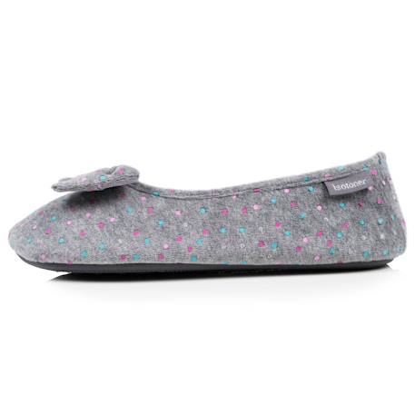 Chaussons ballerines microvelours semelle ultra souple mousse à mémoire forme Noir+Pois gris+Rouge 10 - vertbaudet enfant 