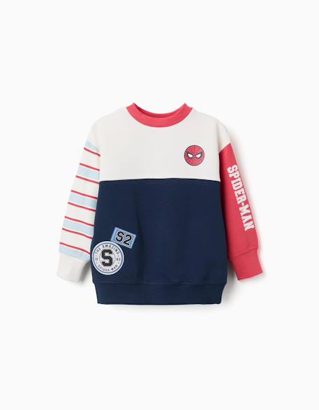 Sweat en coton peigné avec imprimés spider-man Bleu foncé 1 - vertbaudet enfant 