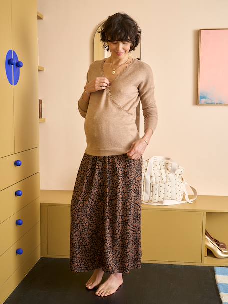 Jupe longue de grossesse caramel 1 - vertbaudet enfant 