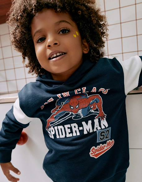 Sweat en coton avec capuche et imprimé spider-man Bleu foncé 1 - vertbaudet enfant 