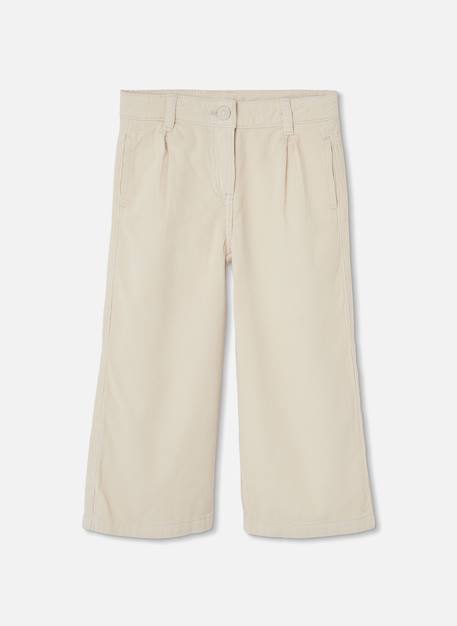 Pantalon fille velours côtelé fin wide leg Beige 2 - vertbaudet enfant 