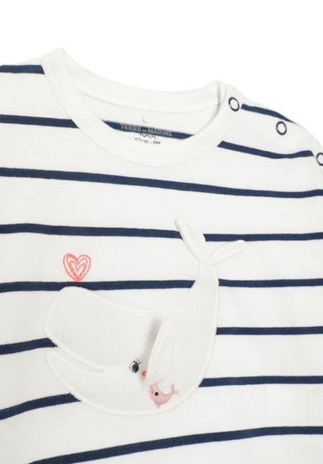 Mariniere manches longues 100% coton bébé fille Fond blanc casse raye bleu 2 - vertbaudet enfant 