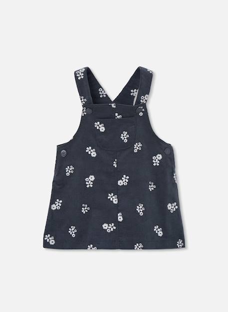 Robe fille chasuble imprimée fleurs Gris 2 - vertbaudet enfant 