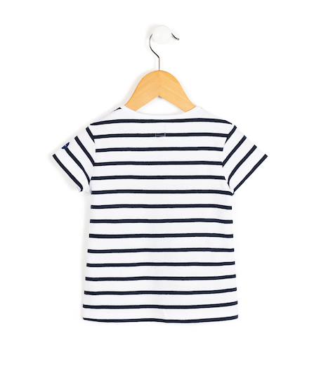 Mariniere manches courtes 100% coton fille Fond blanc raye indigo 2 - vertbaudet enfant 