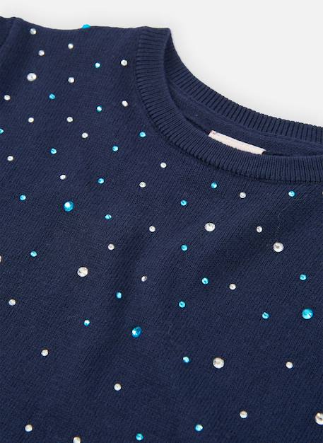 Robe fille en maille avec sequins Bleu 4 - vertbaudet enfant 