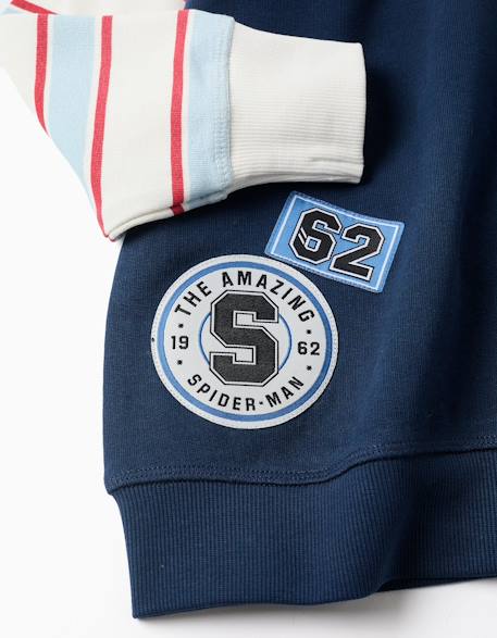Sweat en coton peigné avec imprimés spider-man Bleu foncé 3 - vertbaudet enfant 