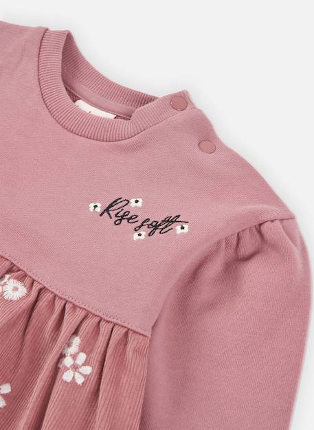 Robe fille en molleton imprimée fleurs Rose 3 - vertbaudet enfant 