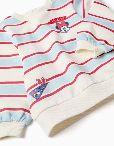 Sweat en coton peigné à rayures avec minnie Blanc 3 - vertbaudet enfant 