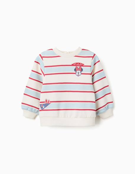 Sweat en coton peigné à rayures avec minnie Blanc 1 - vertbaudet enfant 
