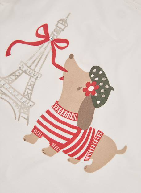 T-shirt fille en maille imprimé petit chien paris Blanc 4 - vertbaudet enfant 