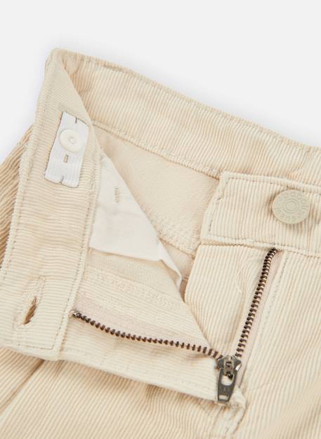 Pantalon fille velours côtelé fin wide leg Beige 4 - vertbaudet enfant 