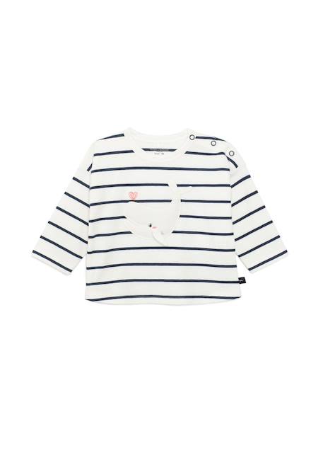 Mariniere manches longues 100% coton bébé fille Fond blanc casse raye bleu 3 - vertbaudet enfant 