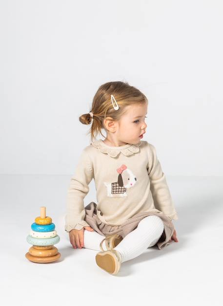 Robe bébé avec broderie de petit chien Beige 1 - vertbaudet enfant 